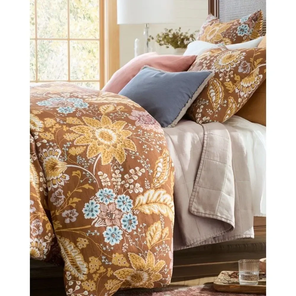 Garnet Hill Pillow Sham Victoria Relaxed Linen Bronze Multi Continental 26